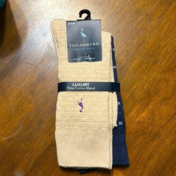 Luxury Dress Socks 2pr Tailor Byrd Trouser Crew Pima Cotton Blend Soft - 10-13 - Picture 1 of 8